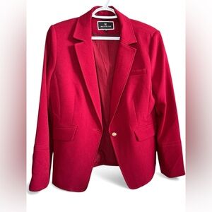 Melanie Lyne Elegant Red Women's Blazer with Beautiful Gold Button Details